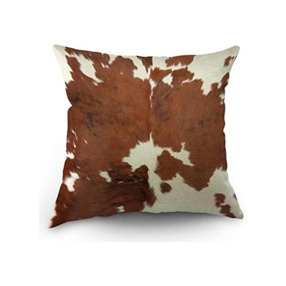 Moslion Funda de almohada decorativa de piel de vacuno con