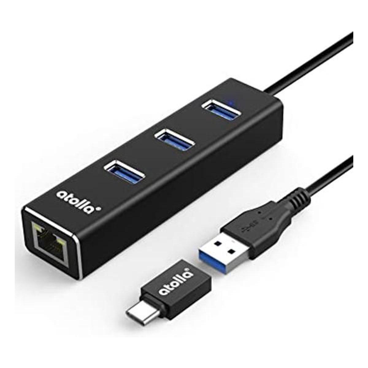 Hub USB 3.0 Ethernet con adaptador USB C 3 puertos USB