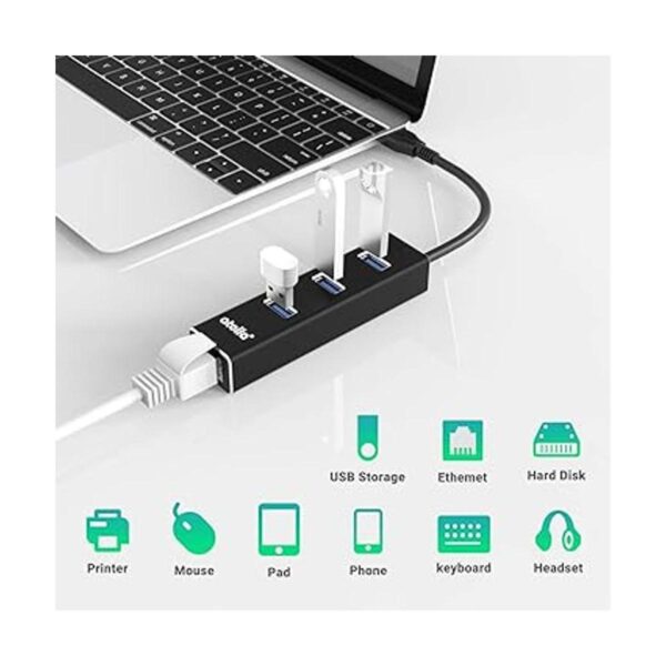 Hub USB 3.0 Ethernet con adaptador USB C 3 puertos USB_6