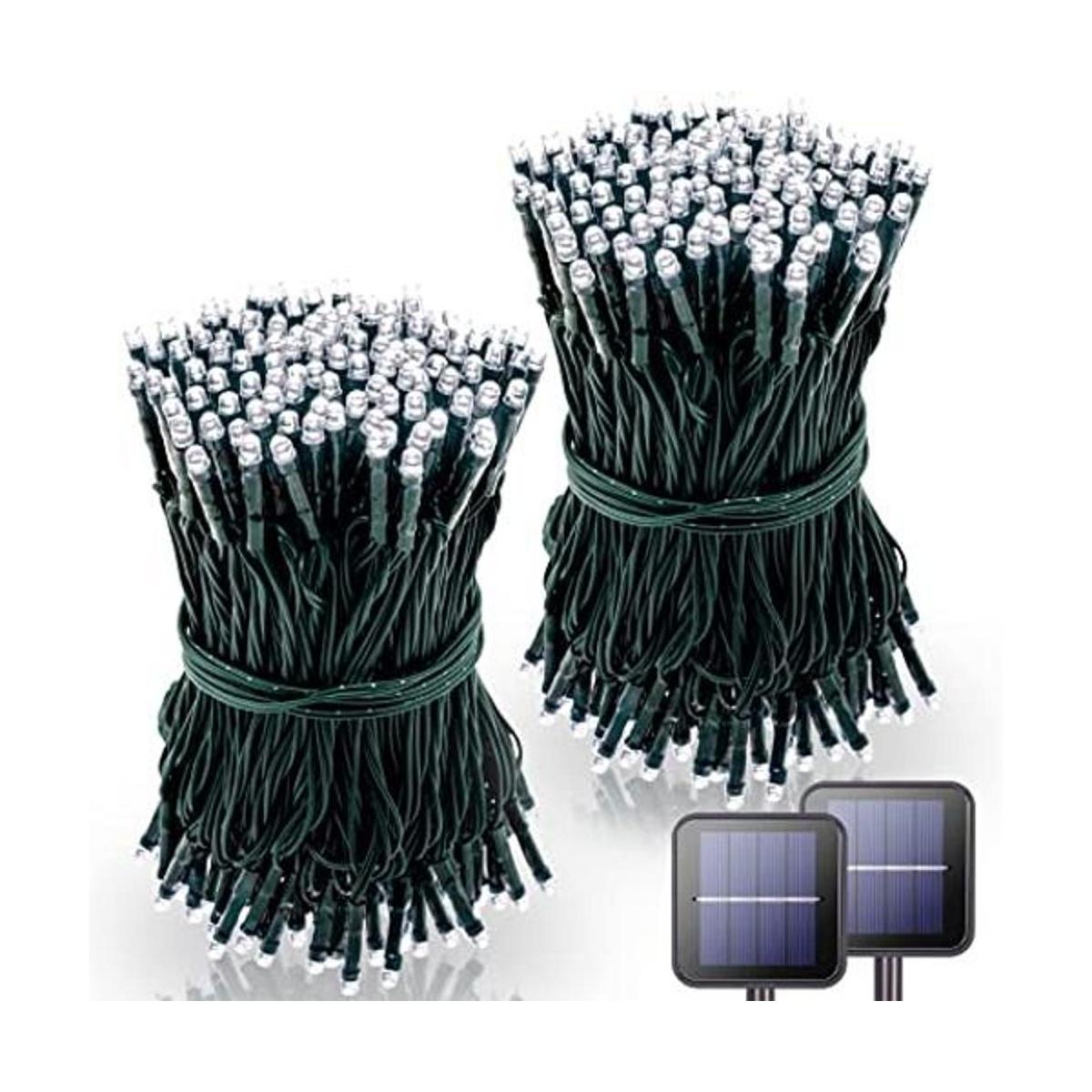 POTIVE Paquete de 2 tiras de luces solares de 100 luces