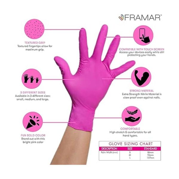 Framar Pink Gloves Disposable Latex Free Pink Nitrile_2