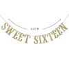 Sweet Sixteen Banner de cumpleaños con purpurina dorada_5