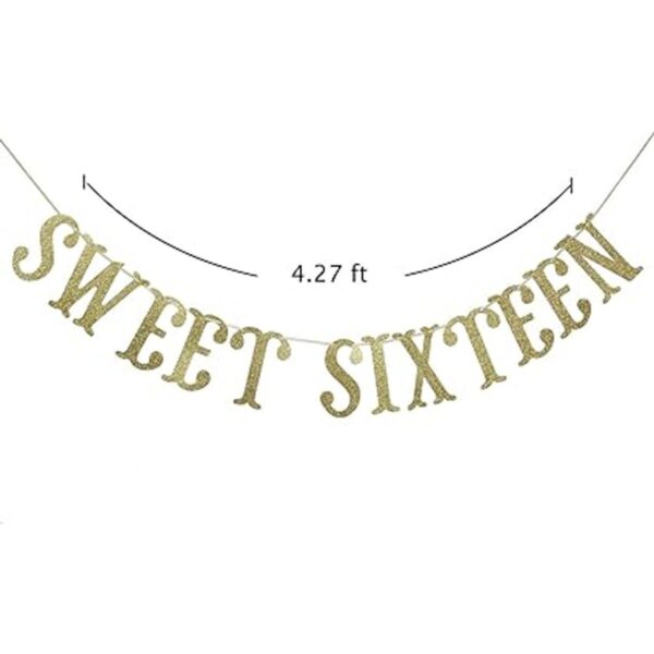 Sweet Sixteen Banner de cumpleaños con purpurina dorada_5