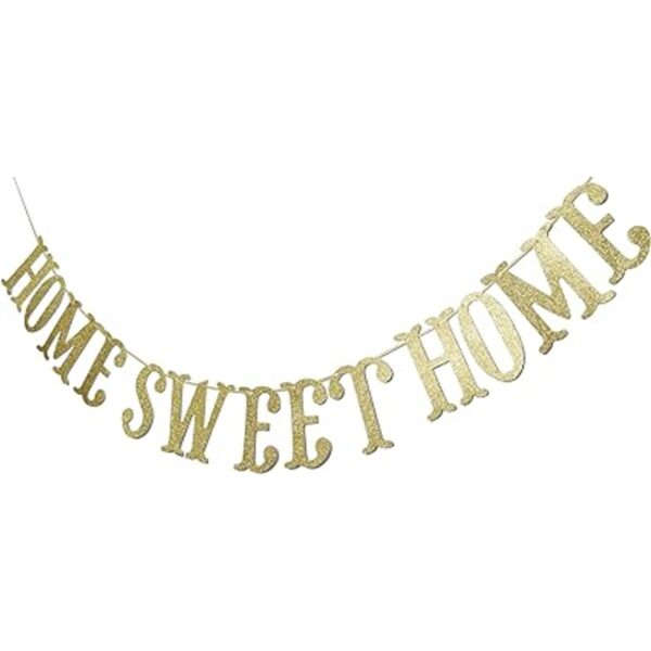 Home Sweet Home Banner dorado con purpurina para_2