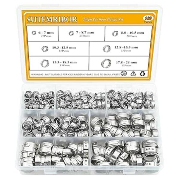 Sutemribor Kit surtido de abrazaderas de manguera de acero