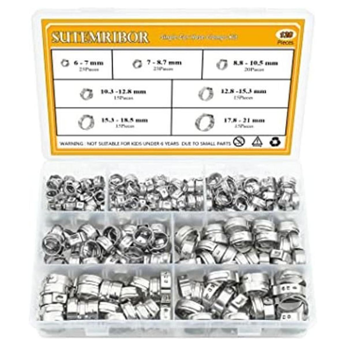 Sutemribor Kit surtido de abrazaderas de manguera de acero