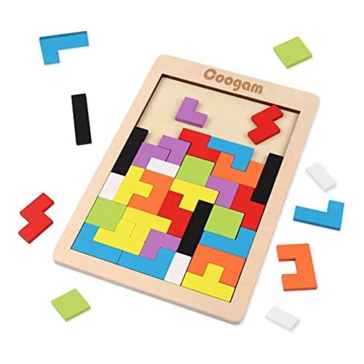 Coogam Bloques de madera Rompecabezas de juguete Tangram
