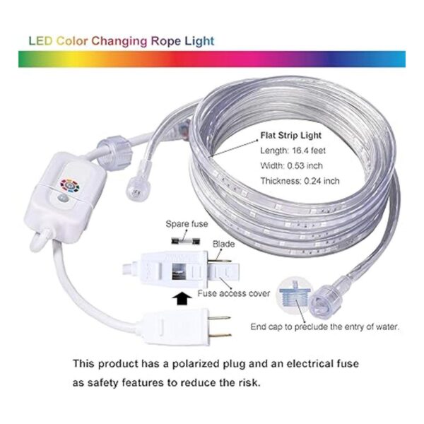 Tira de luces LED flexibles planas de 16.4 pies tira de_5