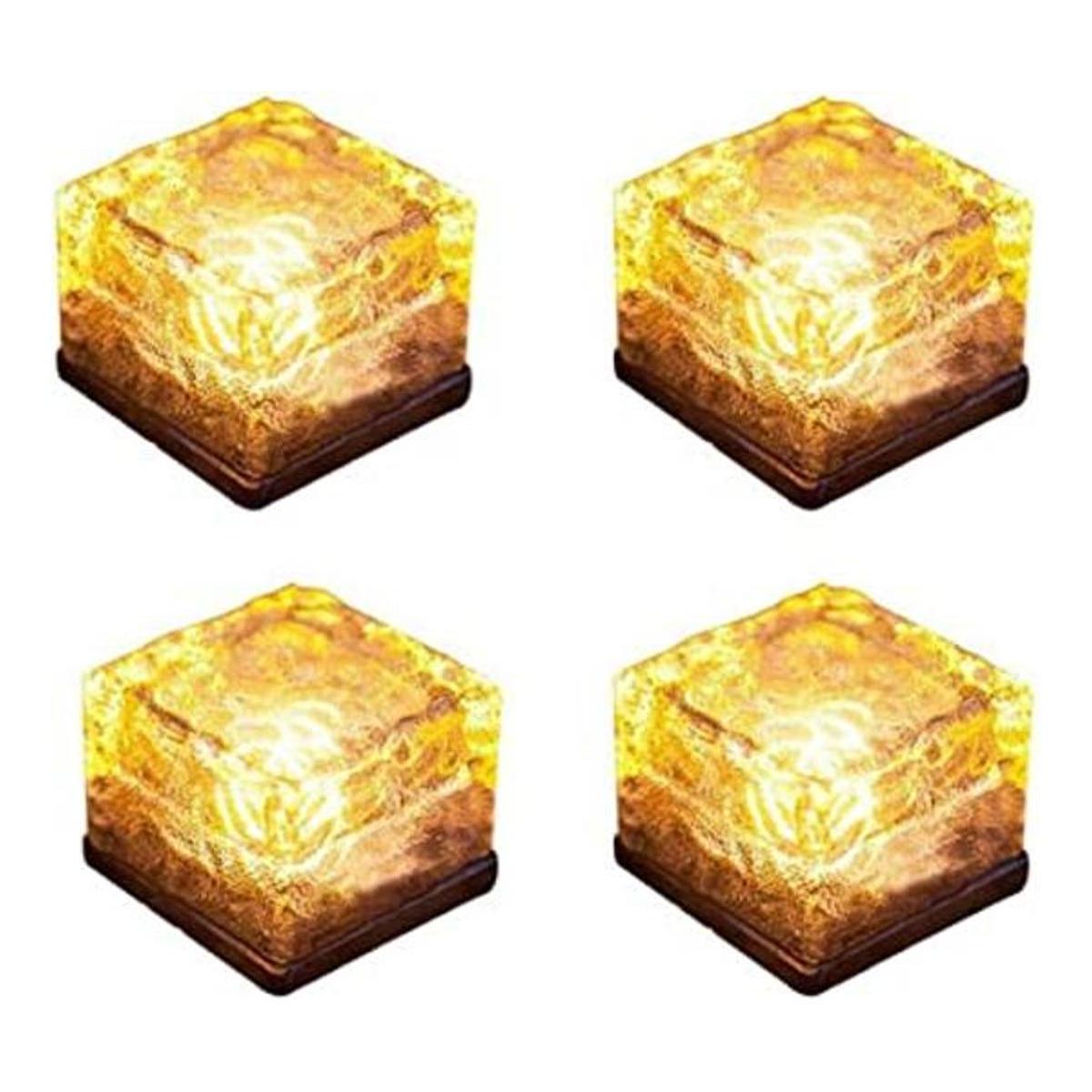Luz solar de ladrillo de vidrio luces de cubo de hielo