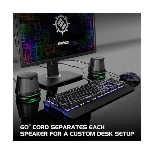 ENHANCE SB2 Altavoces para computadora con luz LED verde_6
