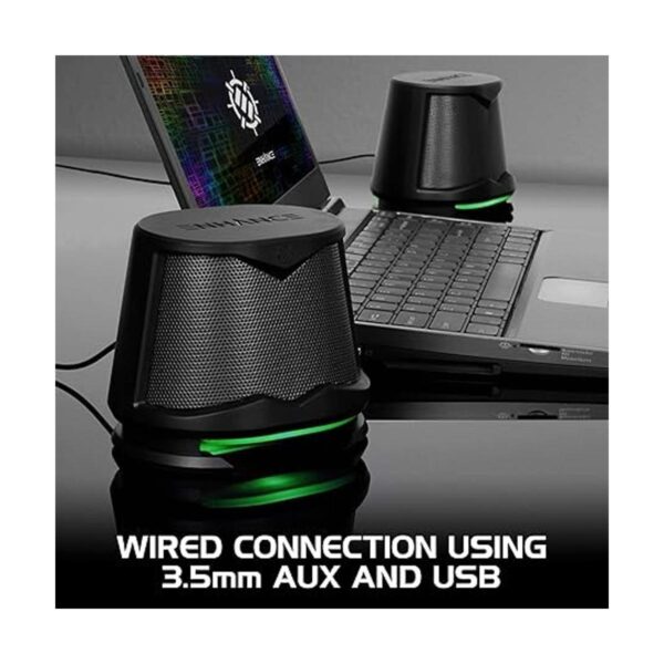 ENHANCE SB2 Altavoces para computadora con luz LED verde_4