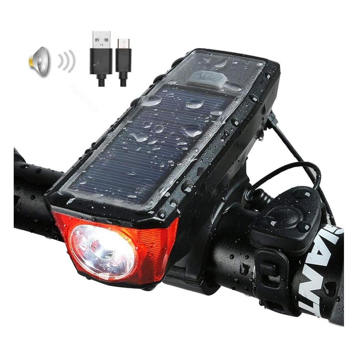 Juego de luces solares USB recargables para bicicleta 5
