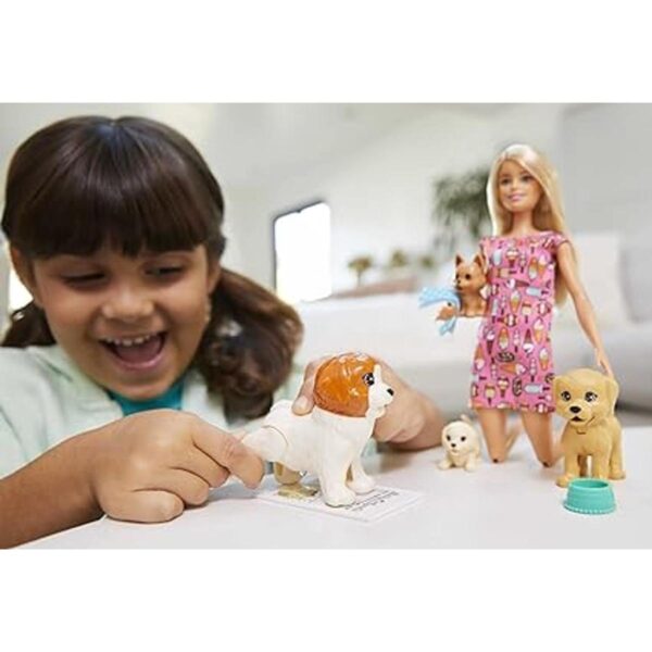 Barbie Muñeca cuidadora de perros rubia con 4 perros_2