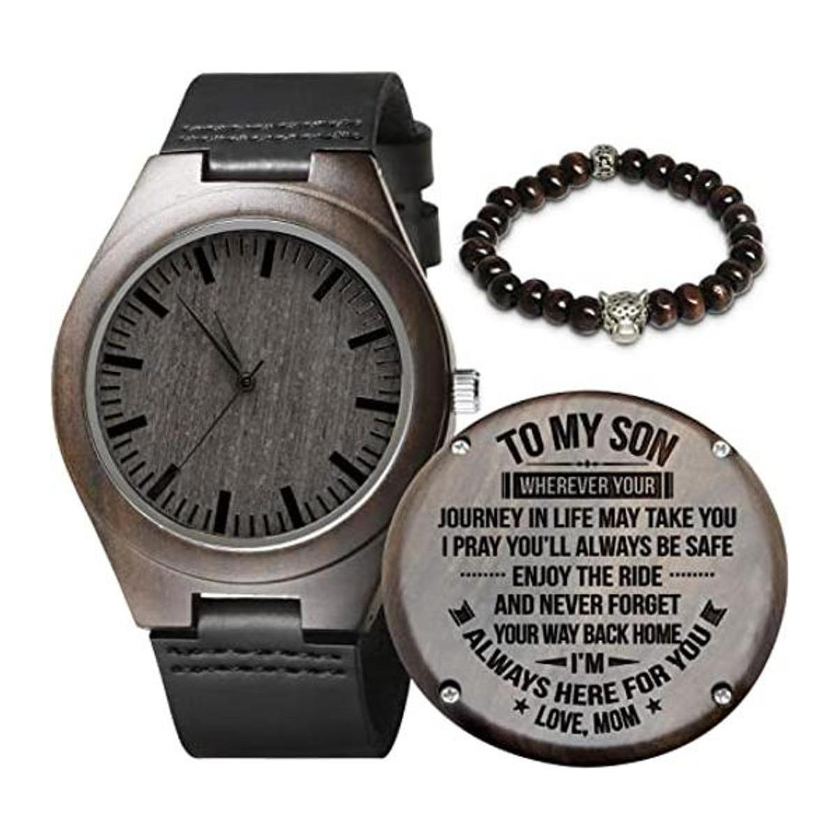Relojes de madera grabados personalizados para hombre