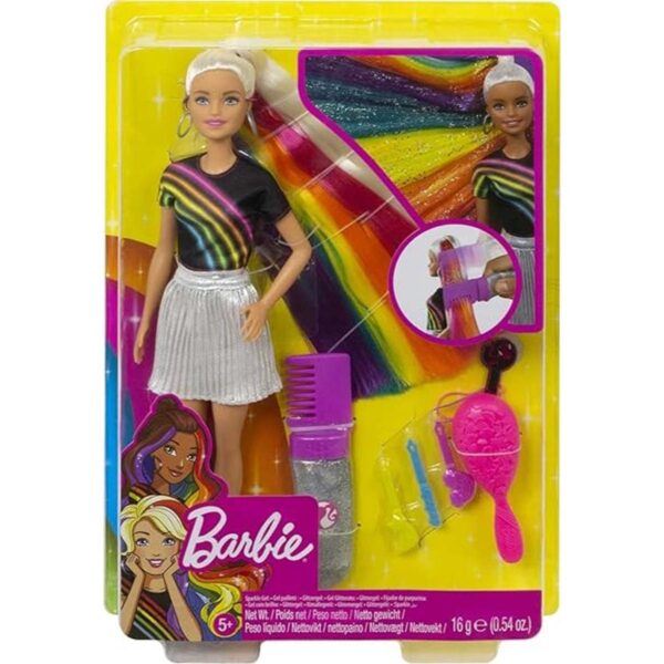 Barbie Rainbow Sparkle Hair Muñeca Barbie con cabello de_3