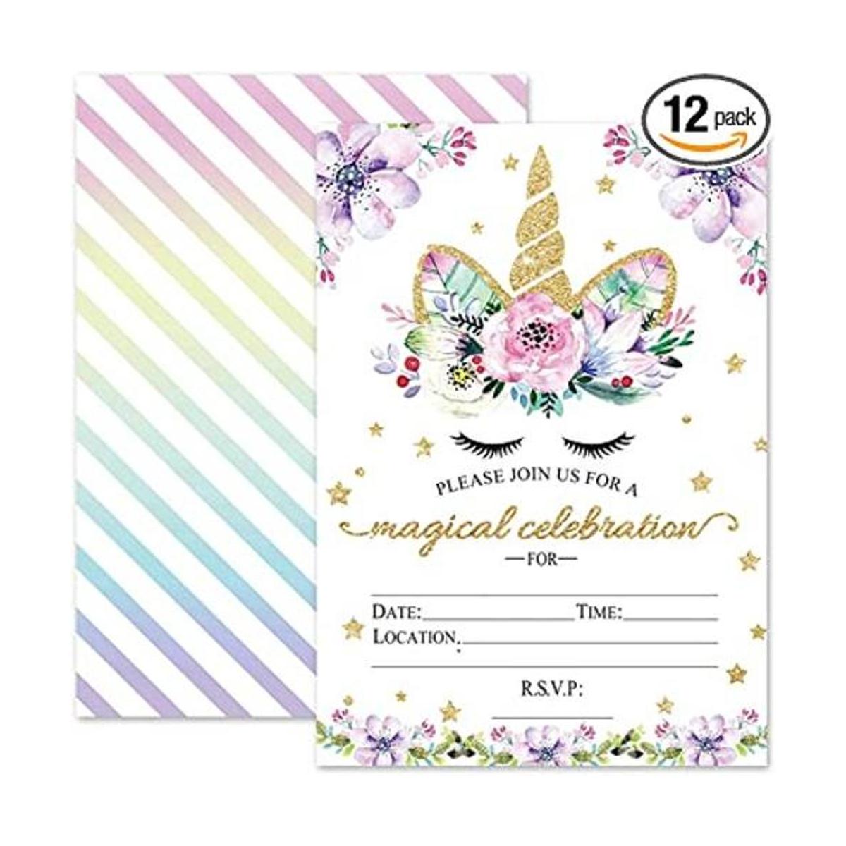 Invitaciones de cumpleaños de unicornio mágico