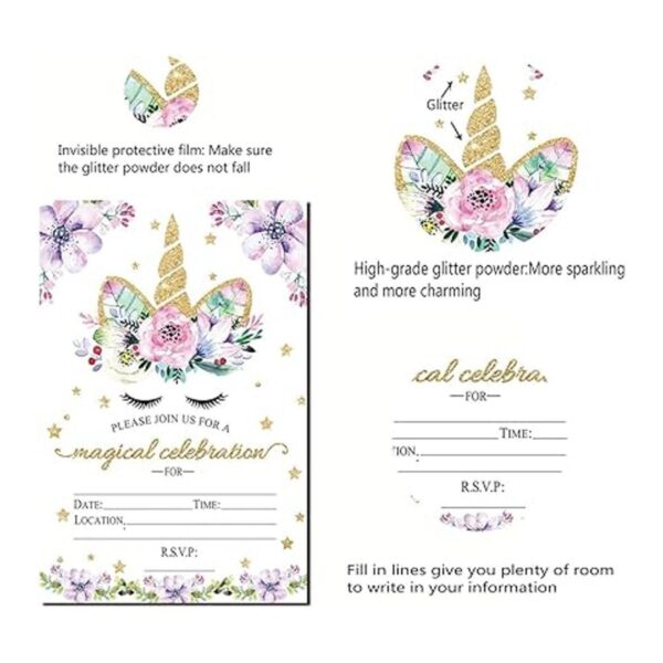 Invitaciones de cumpleaños de unicornio mágico_5
