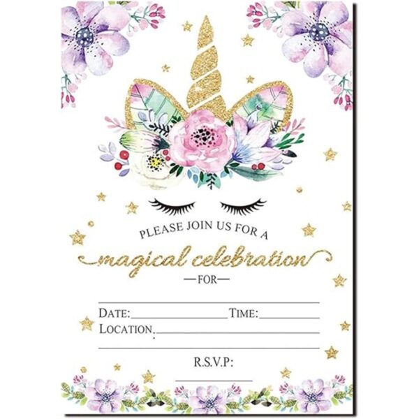 Invitaciones de cumpleaños de unicornio mágico_2