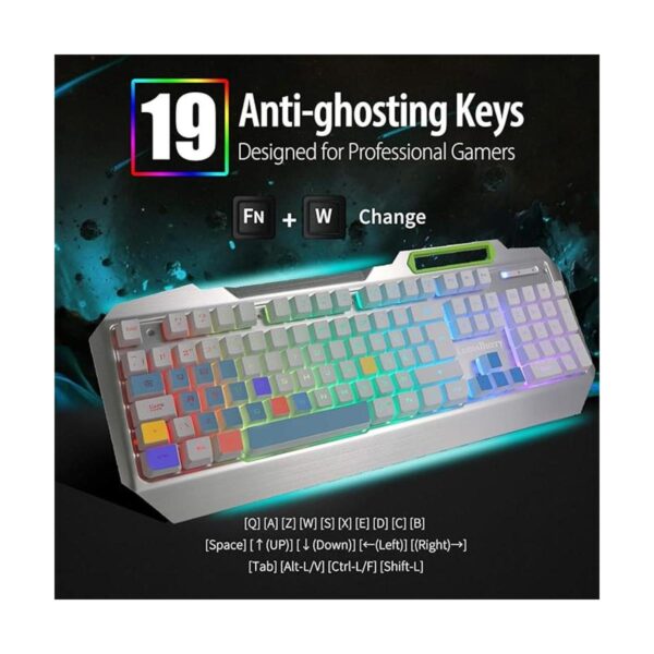 Teclado RGB LED retroiluminado para juegos con_3