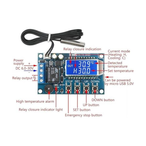 Controlador electrónico de termostato DROK DC 6 30 V 24