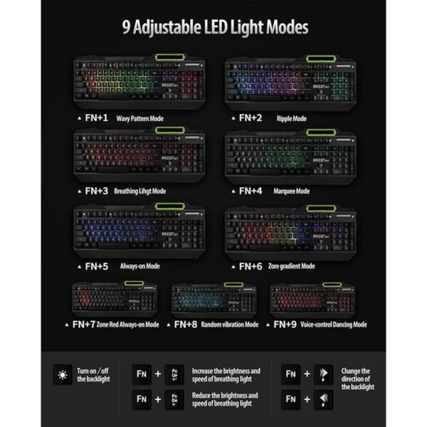 Teclado RGB LED retroiluminado para juegos con_4