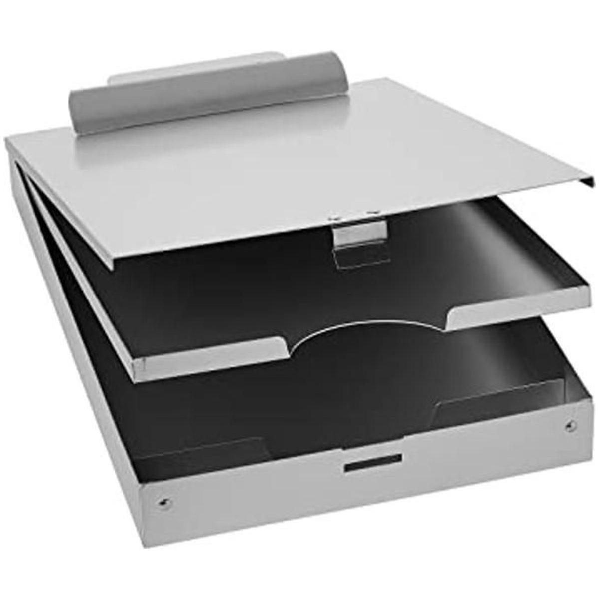Portapapeles de metal con almacenamiento de papel