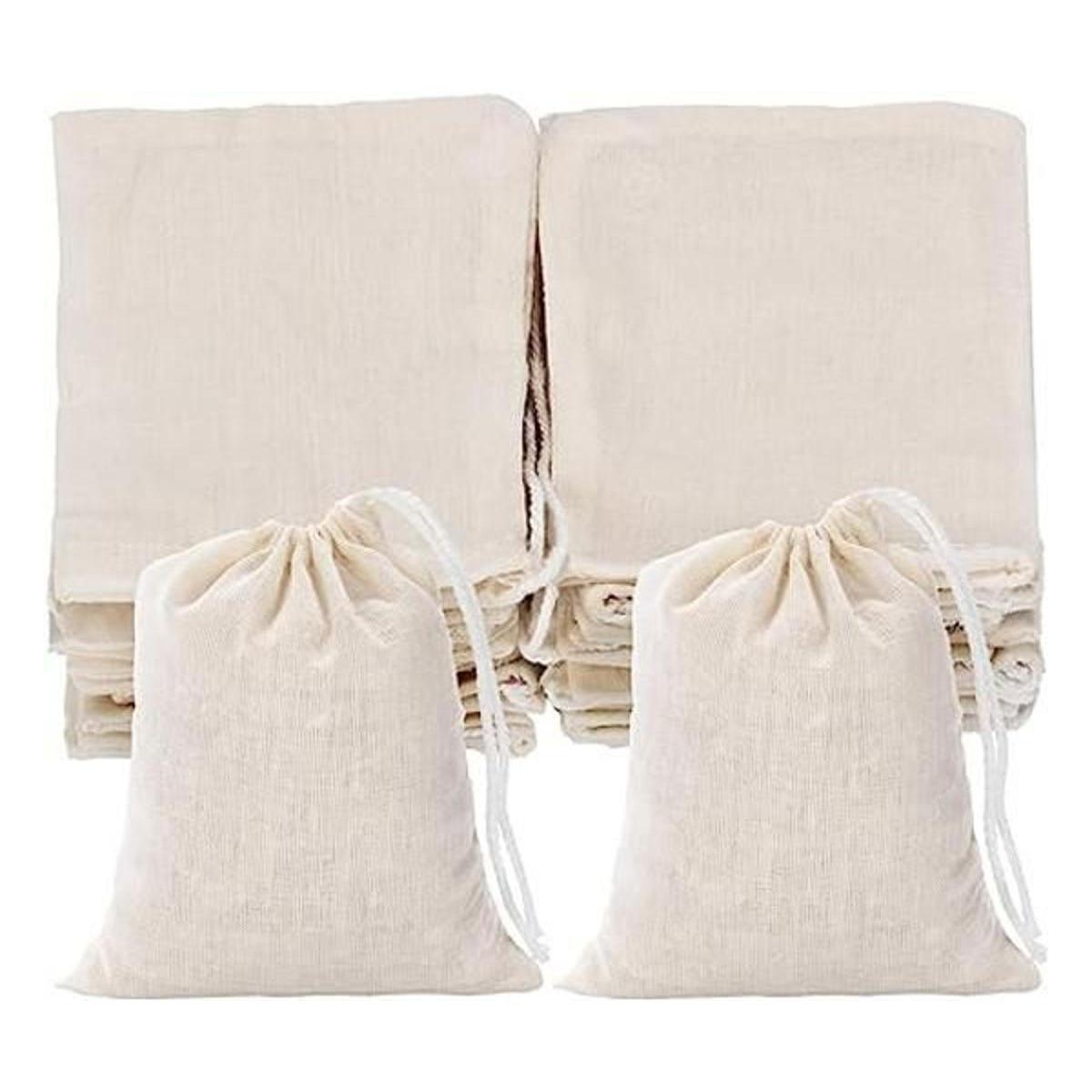 Tatuo 50 bolsas de muselina de algodón con cordón bolsa