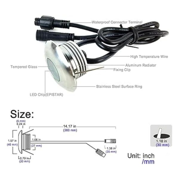 CNBRIGHTER LED Deck Light1W 12V DCSmall Outdoor Step_3