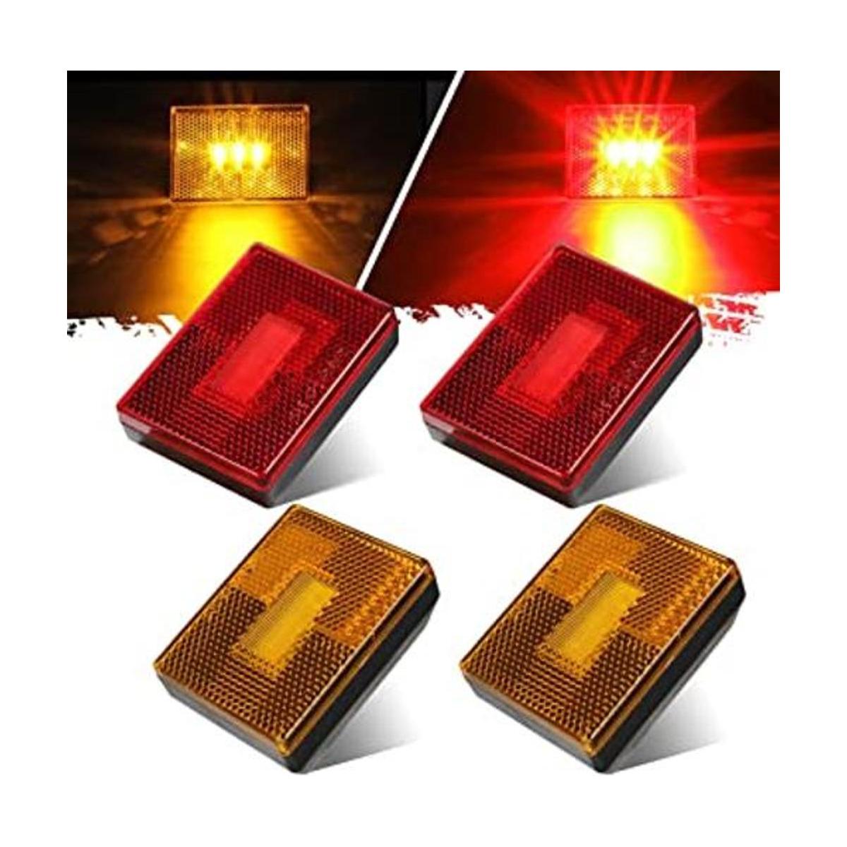 Partsam 4 luces LED cuadradas 2 ámbar 2 rojo para