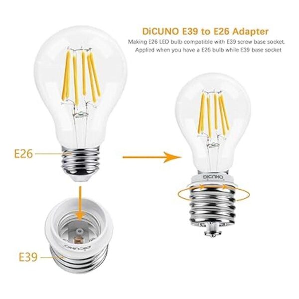 DiCUNO Adaptador E39 a E26 Mogul E39 a E26 estándar E26_3