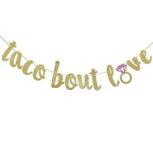 Taco Bout Love Guirnalda de cartel con purpurina dorada_1