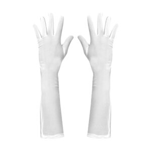 Skeleteen Guantes de ópera de satén blanco Guantes de_1