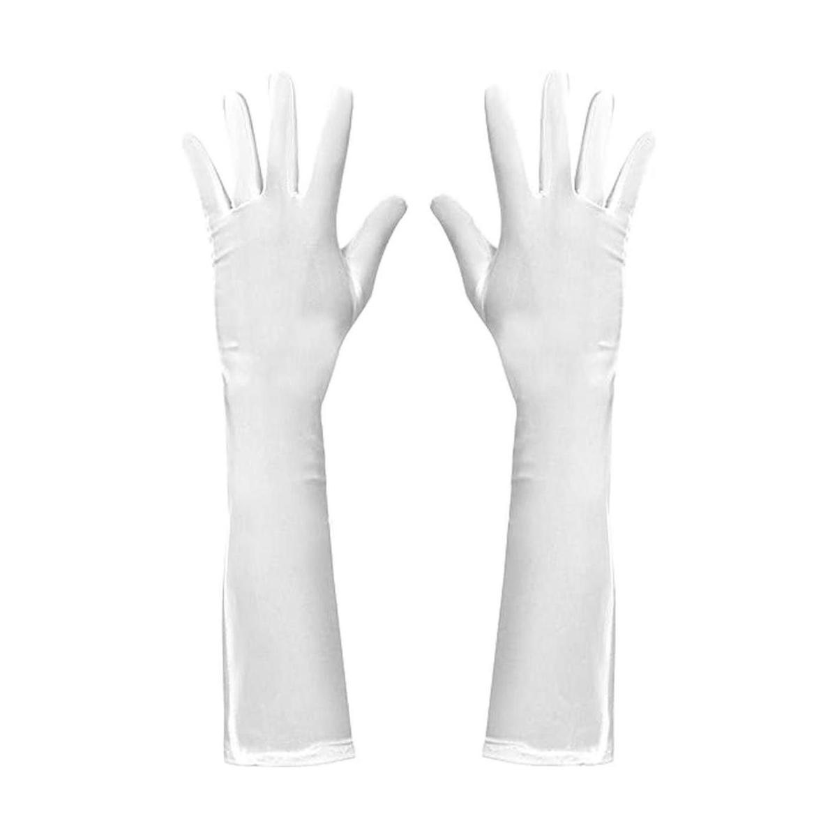 Skeleteen Guantes de ópera de satén blanco Guantes de
