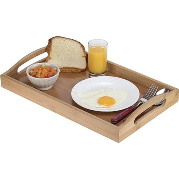 Bandeja para servir de bambú bandeja de madera con asas_3