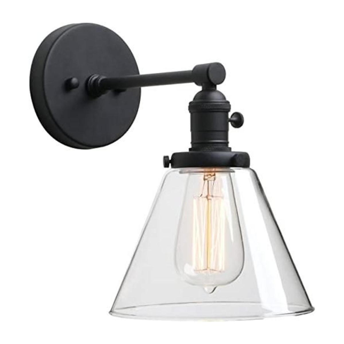 Phansthy Lámpara de pared industrial negra con toldo de