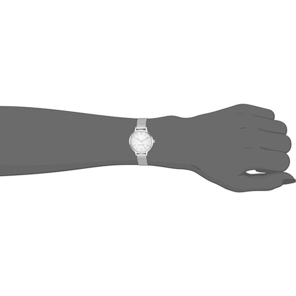 Nine West Reloj pulsera de malla plateada NW2229SVSV para_2