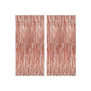 Cortina de flecos de papel de aluminio color oro rosado_1