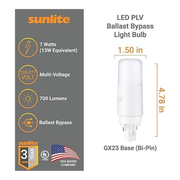 Sunlite 85431SU Bombilla LED PLV con enchufe vertical 7