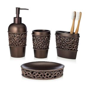 Essentra Home Juego de accesorios de baño de bronce de 4