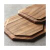 Juego de 2 bandejas cuadradas octágono de madera de acacia