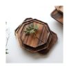 Juego de 2 bandejas cuadradas octágono de madera de acacia