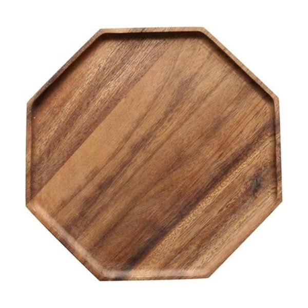 Juego de 2 bandejas cuadradas octágono de madera de acacia