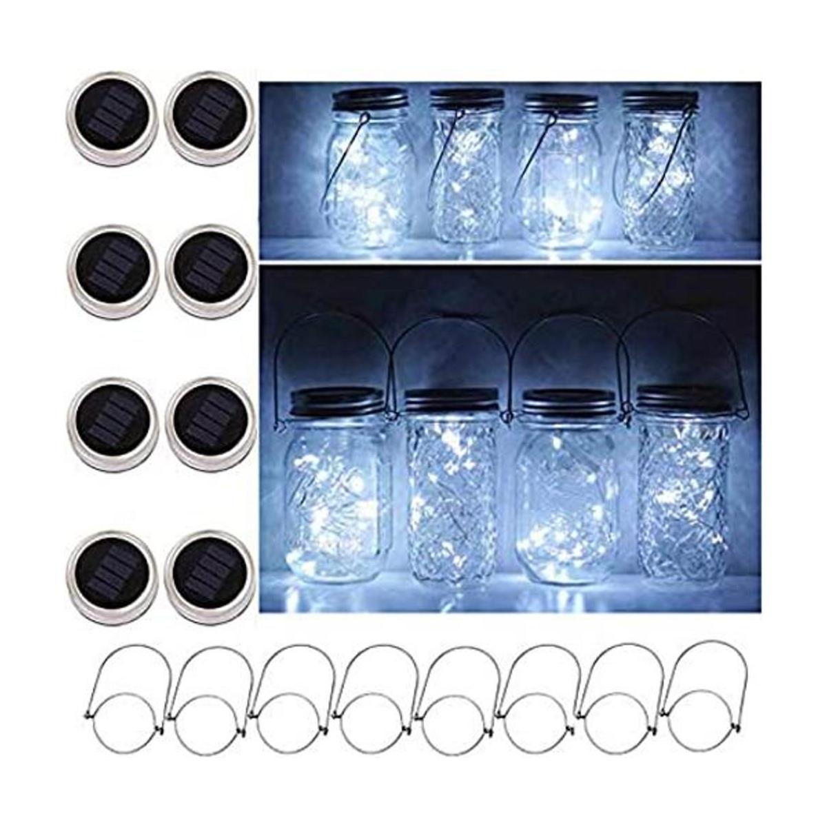 Paquete de 8 luces solares para tarros de masón 20 luces