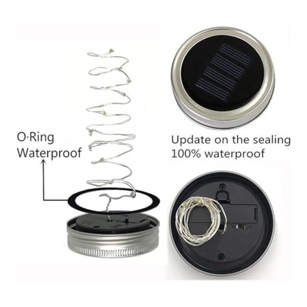 Paquete de 8 luces solares para tarros de masón 20 luces