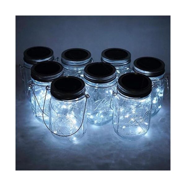 Paquete de 8 luces solares para tarros de masón 20 luces