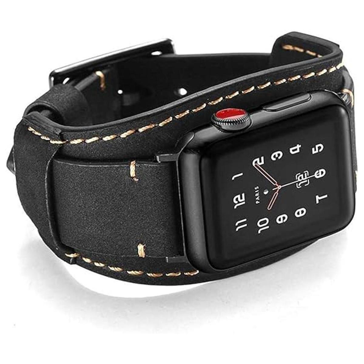 CooBes Correa de cuero genuino compatible con reloj Apple