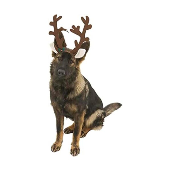 Midlee Diadema de cuernos de perro de reno marrón con