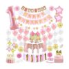 Decoraciones de primer cumpleaños para niña con corona de