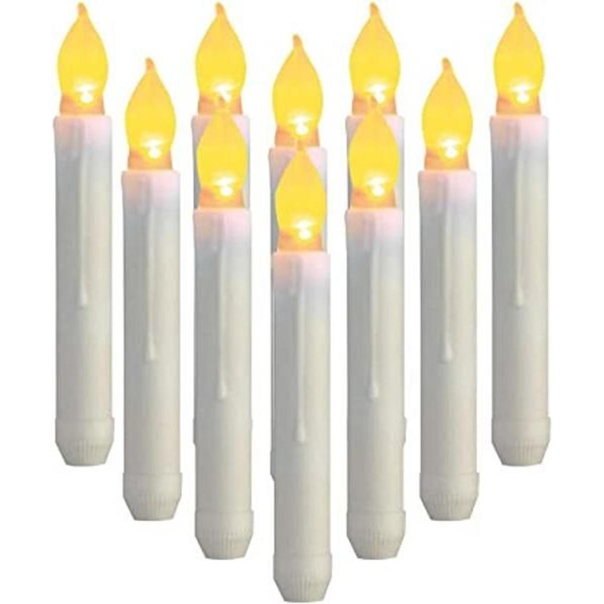 Houdlee Juego de 12 velas cónicas sin llama velas LED de