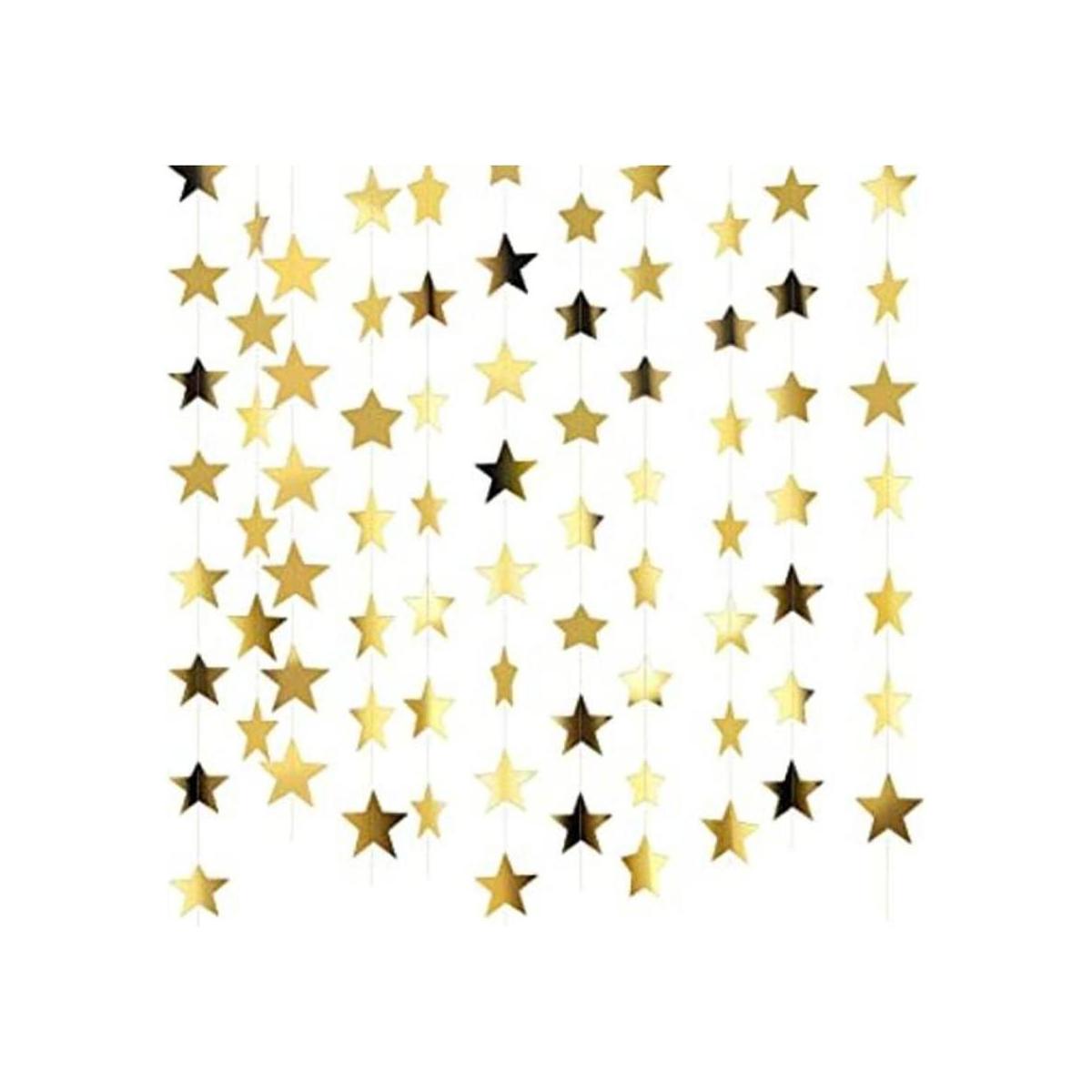 Guirnalda de estrellas de papel con purpurina 130 pies de